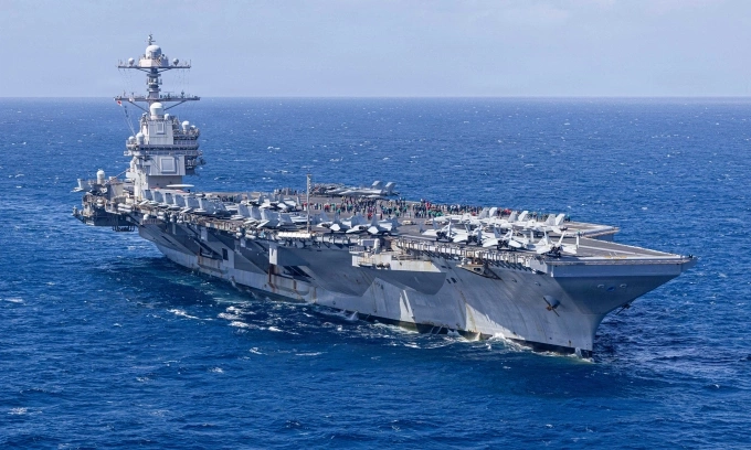 Kapal induk USS Gerald R. Ford di Laut Karibia pada 19 Januari. Foto oleh Angkatan Laut AS