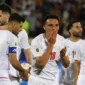 Amirhossein Hosseinzadeh merayakan gol Iran yang memenangkan Korea Utara di Kompleks Olahraga Azadi di Teheran pada 10 Juni 2025. Foto: AFP